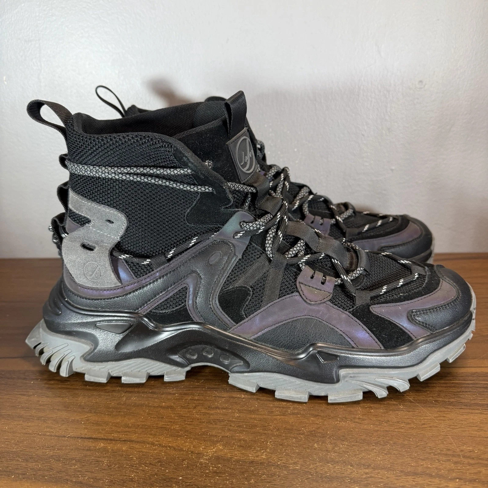 Javi Boots Mens 12 Black Purple Geometric Rescue Lace Up Trail Hiking Outdoors