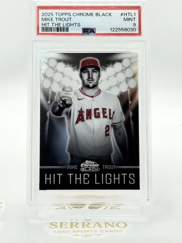 🔥 2025 Topps Chrome Black Mike Trout #HTL-1 Hit The Lights SSP Case Hit PSA 9
