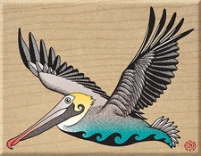 Bird PELICAN FLIGHT Ocean Waves sea Meer Image Rubber Stamp UNMOUNTED UM NEW