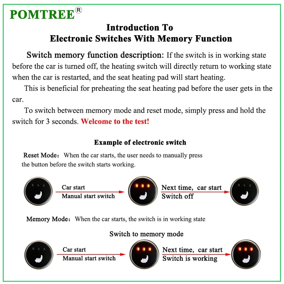 Universal 12V Car Seat Heater Kit Heating Pad 3-Level Control Switch Fit 2 Seats Foto 3 de 4