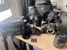 Olympus E-500 DSLR Camera Bundle 14-45mm & 40-150mm Lenses, Charger, Bags, 8MP