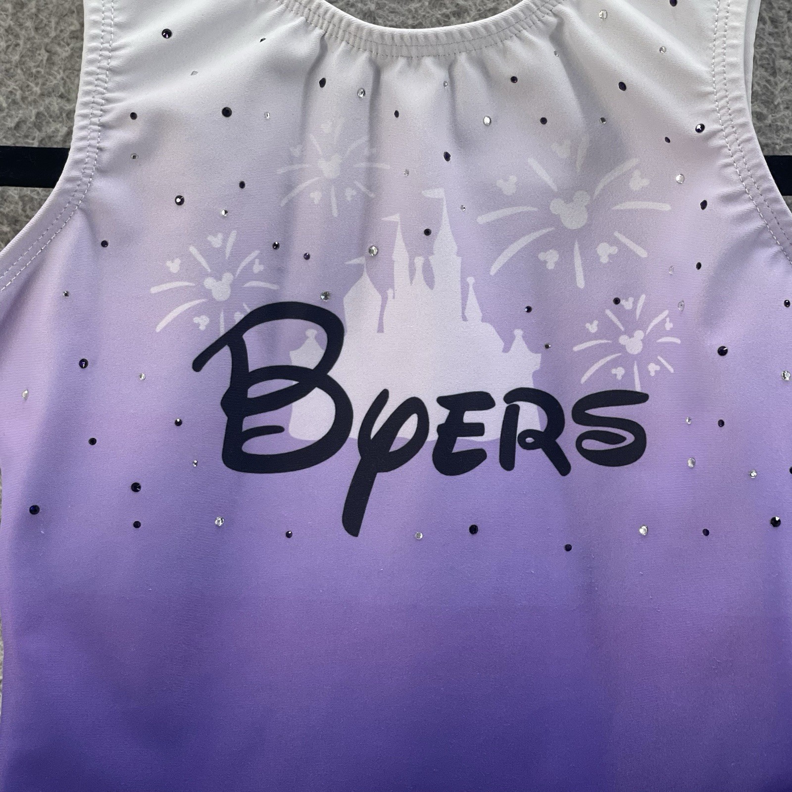 Byers Leotard Girls 9/10 Purple Rhinestones Gymnastics Competition Bee Leotards