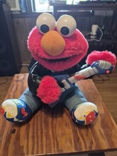 Tyco Rock Roll Elmo Guitar Singing Plush 1998 Denim Vintage Sesame Street Used