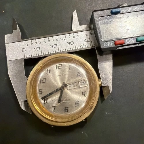 AI48 VTG 39mm Timex Automatic Watch Men 35mm Day Date Running Parts Repair As Is