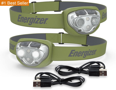 Energizer PRO-400 Headlamp Rechargeable (2-Pack), IPX4 Water Resistant Rechargea