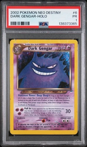 2002 POKEMON NEO DESTINY #6 DARK GENGAR-HOLO PSA 1