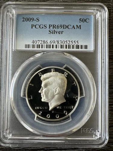 2009-S SILVER US Kennedy Half Dollar 50c .50 PCGS PR69 DCAM Proof Deep Cameo Gem