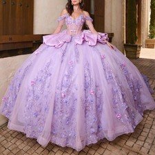 Lilac Quinceanera Dresses Shiny Lace Sequin Appliques Prom Ball Gowns Sweet 16