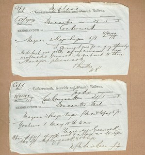 Two 1878 recipts for Cockermouth Keswick and Penrith railways