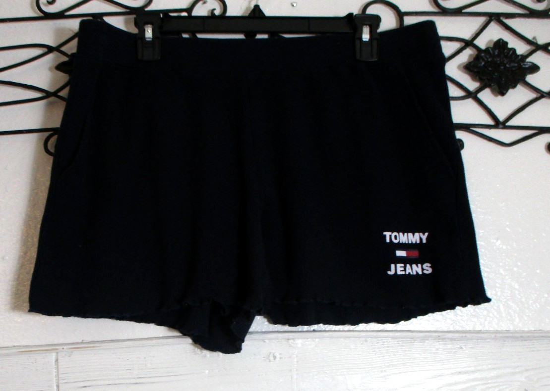 Tommy Hilfiger Knit Shorts Women's Size L Blue Logo Y2k