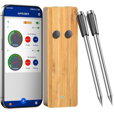 Bluetooth Wireless Meat Thermometer with 2 Ultra-Thin Probes, 700FT Long Range,