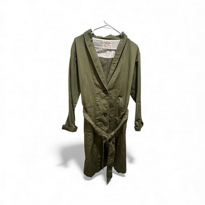 Une Brise Olive Green 100% Cotton Robe Coat Jacket Women s F Belted Utilit
