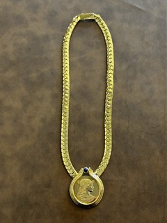 Collier Franklin Mint Modèle Cleopatra 1987 Plaqué Or Et Lapis Lazuli
