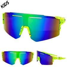 Kids Boys Girls Sports Baseball Cycling Retro Wrap Shield SUN GLASSES Ages 6-12