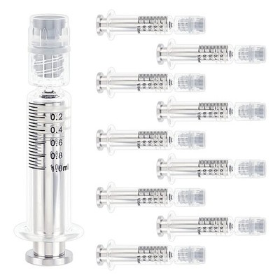 10 Stück 1ML Borosilikatglas Spritze Hitzebeständige Luer Lock Spritze ohne N...