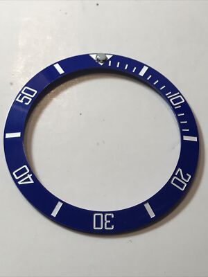 BLUE CERAMIC SLOPED BEZEL RING INSERT WITH PIP 38mm/30.6mm Seiko Mods SKX007 Etc
