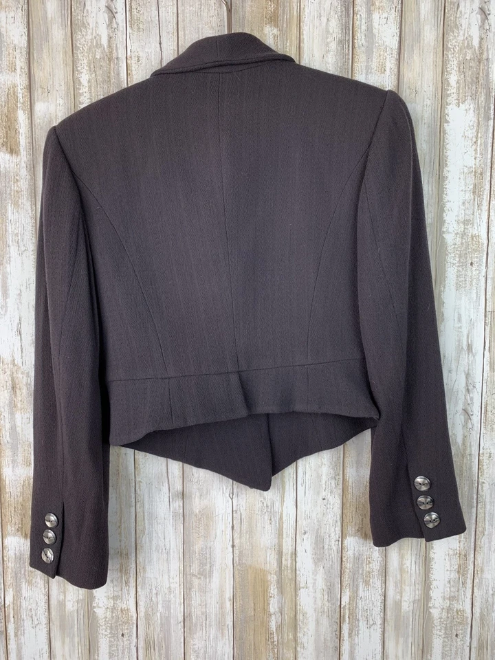 ZION Collections Short Blazer Dark Gray Wool Blend USA 4 S Small Vintage VTG - Image 4 of 4