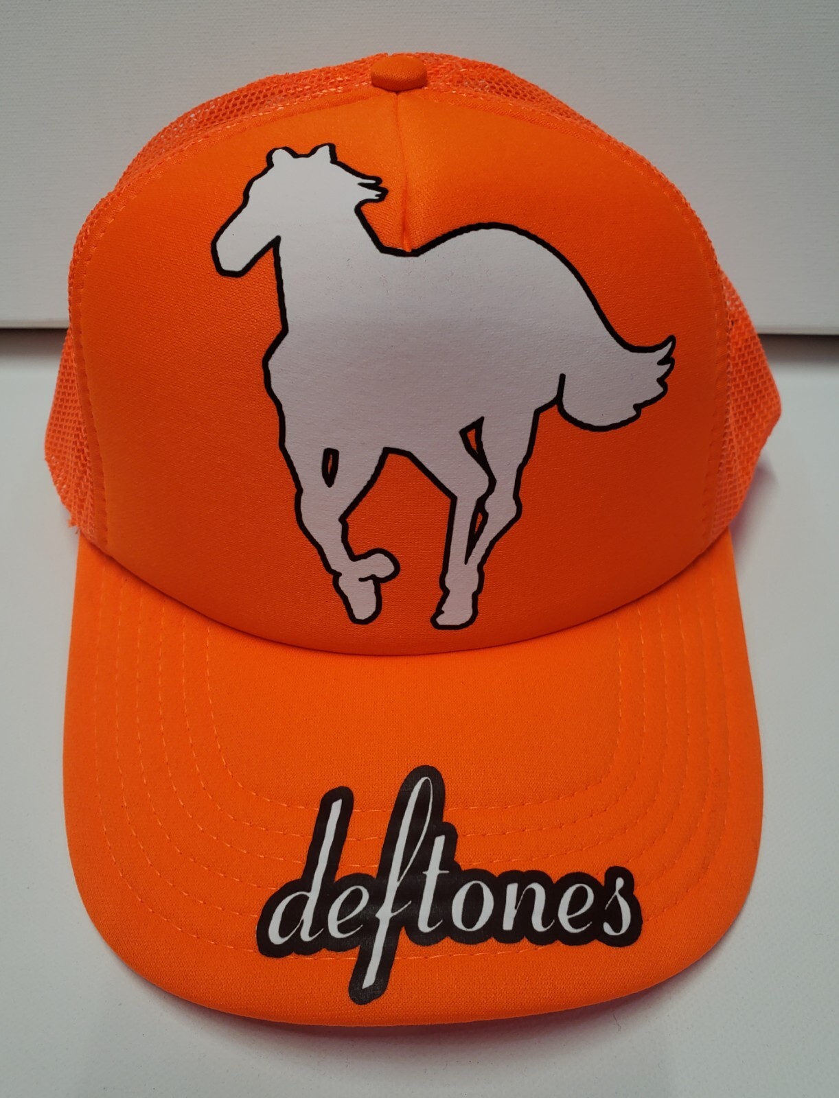 Cappello Metal Head Nero Death Thrash Bianco Pony Neon Arancione Snapback Regolabile