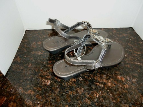 Madeline Stuart Jeweled Sandals Women's Size 8 M Sling Back Thong Gray | eBay