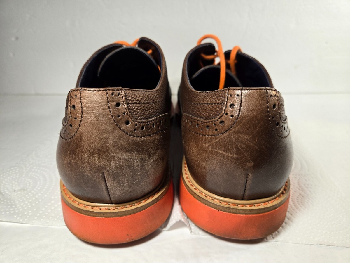 Cole Haan Great Jones Wingtip Oxford Shoes Brown Orange 