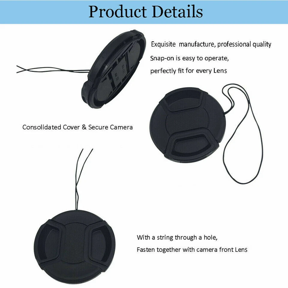 1 Pc 58mm Plastic Snap-On Front Lens Cap Cover for Canon Nikon SLR DSLR Camera - Image 3 of 4