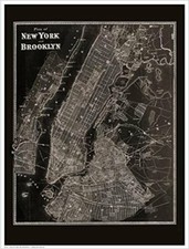 Blueprint Plan of New York and Brooklyn 1867 by Beer 16x12 Art Print Mappa