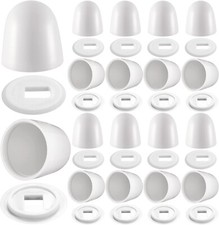 16 pack Toilet Bolt Caps - Round Push-On Covers 1.45" Height With Washers White