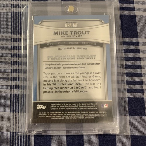 2010 Bowman Platinum Autographs Mike Trout Auto RC Rookie Refractor LA Angels - Picture 2 of 2