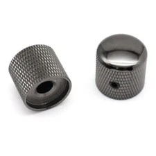 2x Metal Bass Guitar Tone Volume Control Knob without Tooth Splines Black Nickel