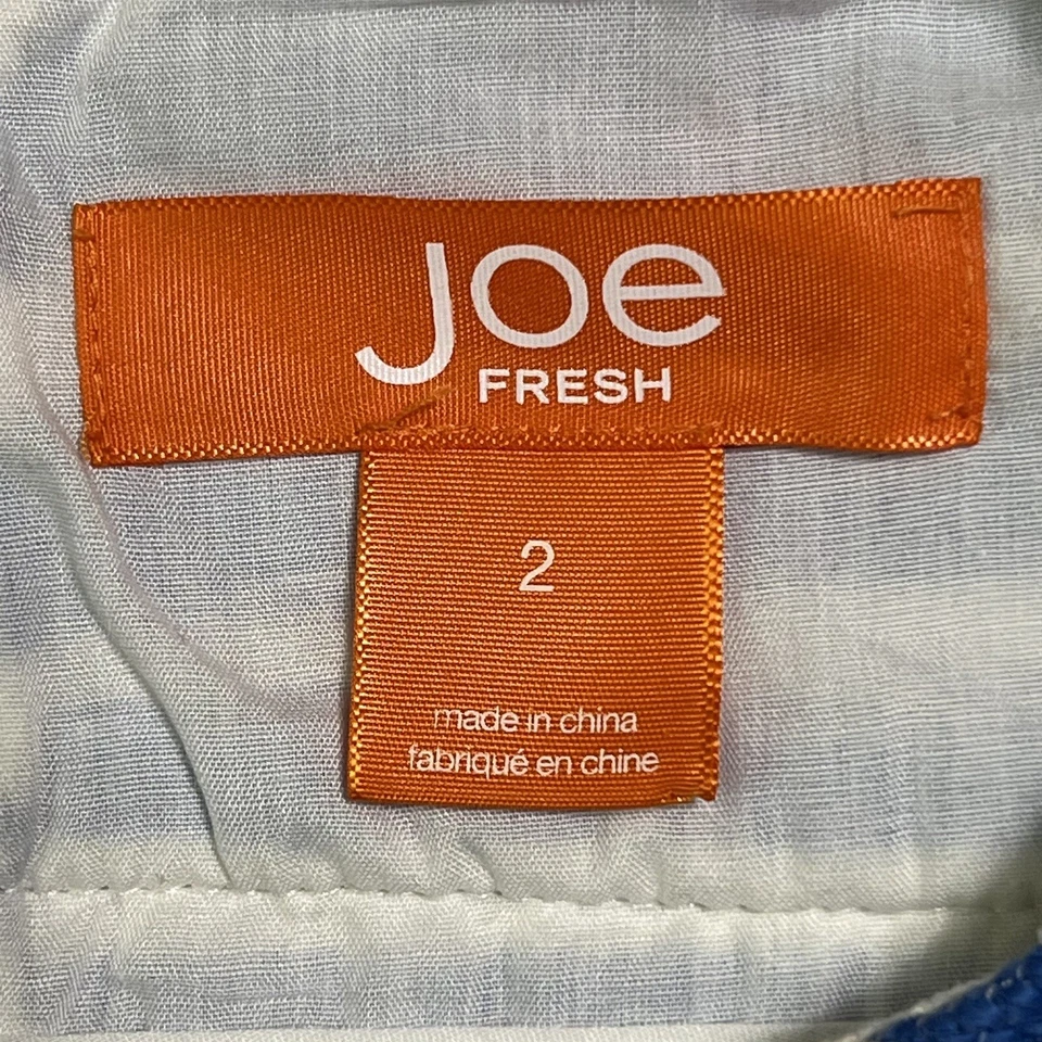 Vestido Joe Fresh Shift Para Mujer 2 Azul y Blanco Rayas Forrado Borde Margarita Cinta Foto 3 de 4
