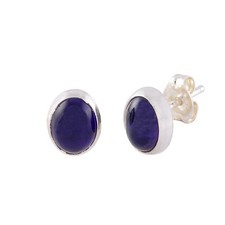 Amethyst Stud Earrings Sterling Silver Purple Gemstone 7mm x 9mm Oval