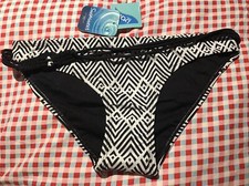 NEW LOOK…. BLACK AND WHITE GEOMETRIC PRINT BIKINI BOTTOMS…SIZE 10… NWT…❤️