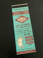 Vintage Kansas Matchbook “Eaton Metal Products” Hutchinson