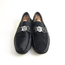 Versace Medusa Loafers Black Calf Hair Suede Mens Shoe Size US 8 EU 41