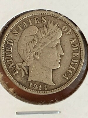 レア 銀貨 1914年 アメリカ 1ダイム バーバー ミントD レア 銀貨 1914
