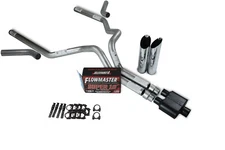 Chevy GMC 1500 15-18 3" Dual Exhaust Kits Flowmaster Super 10 Slash Tip Corner E