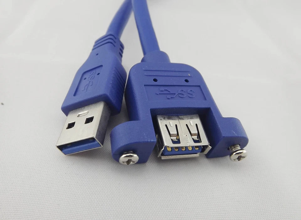 10x USB 3.0 A Extension Male To Female Molded Panel Mount Screw Port Cable 60cm - Image 2 of 4