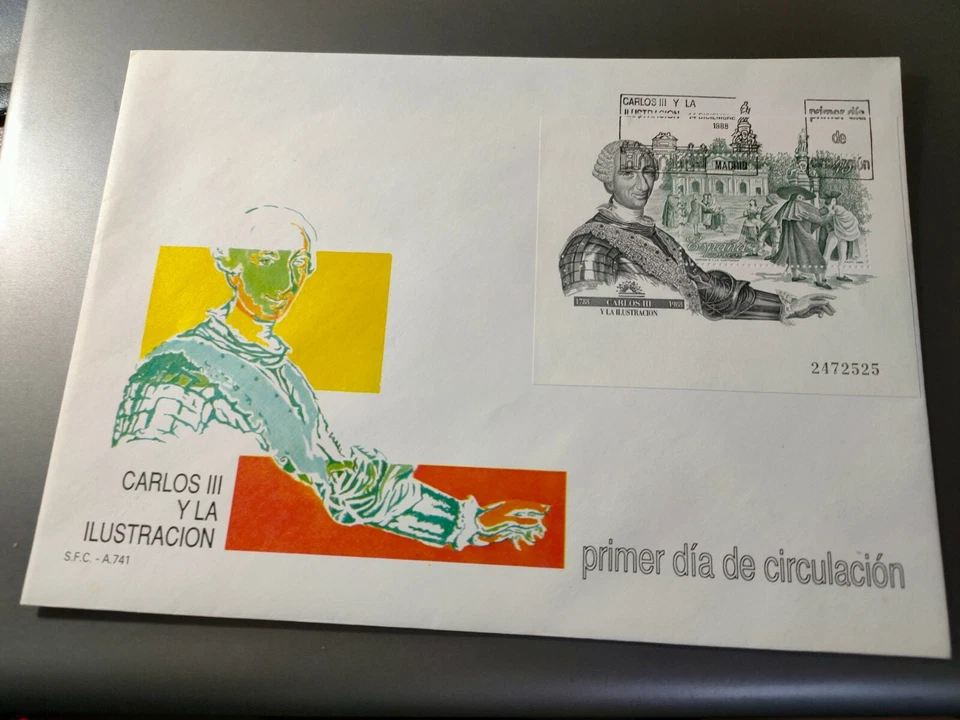 EDIFIL 2984 CARLOS III Y LA ILUSTRACION Sobre Primer Día AÑO 1988 SPD