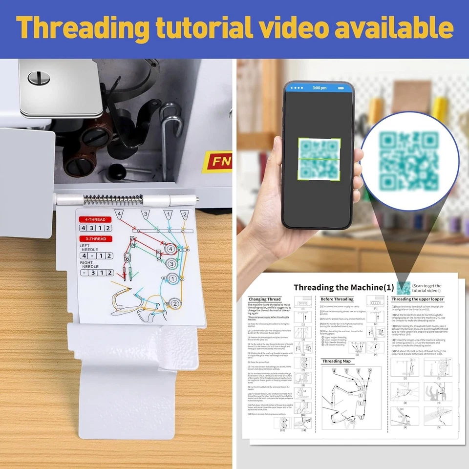 Máquina de Coser KPCB Overlock - Portátil con Guía de Roscado, Luz LED y Kit Foto 4 de 4