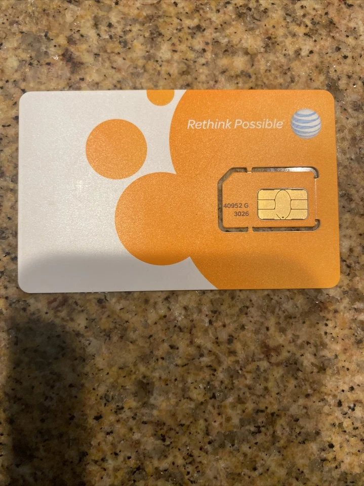 New AT&T Full Size (mini) SIM Card CLEAN SKU 40952 Fits all brands - Image 2 of 2