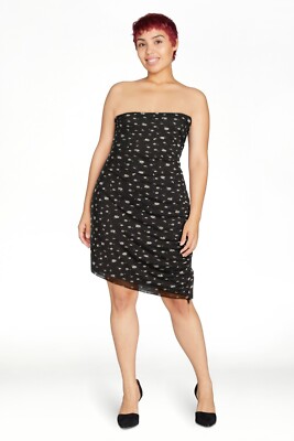 No Boundaries Ruched Mesh Black Tube Dress Juniors Plus Size XXXL