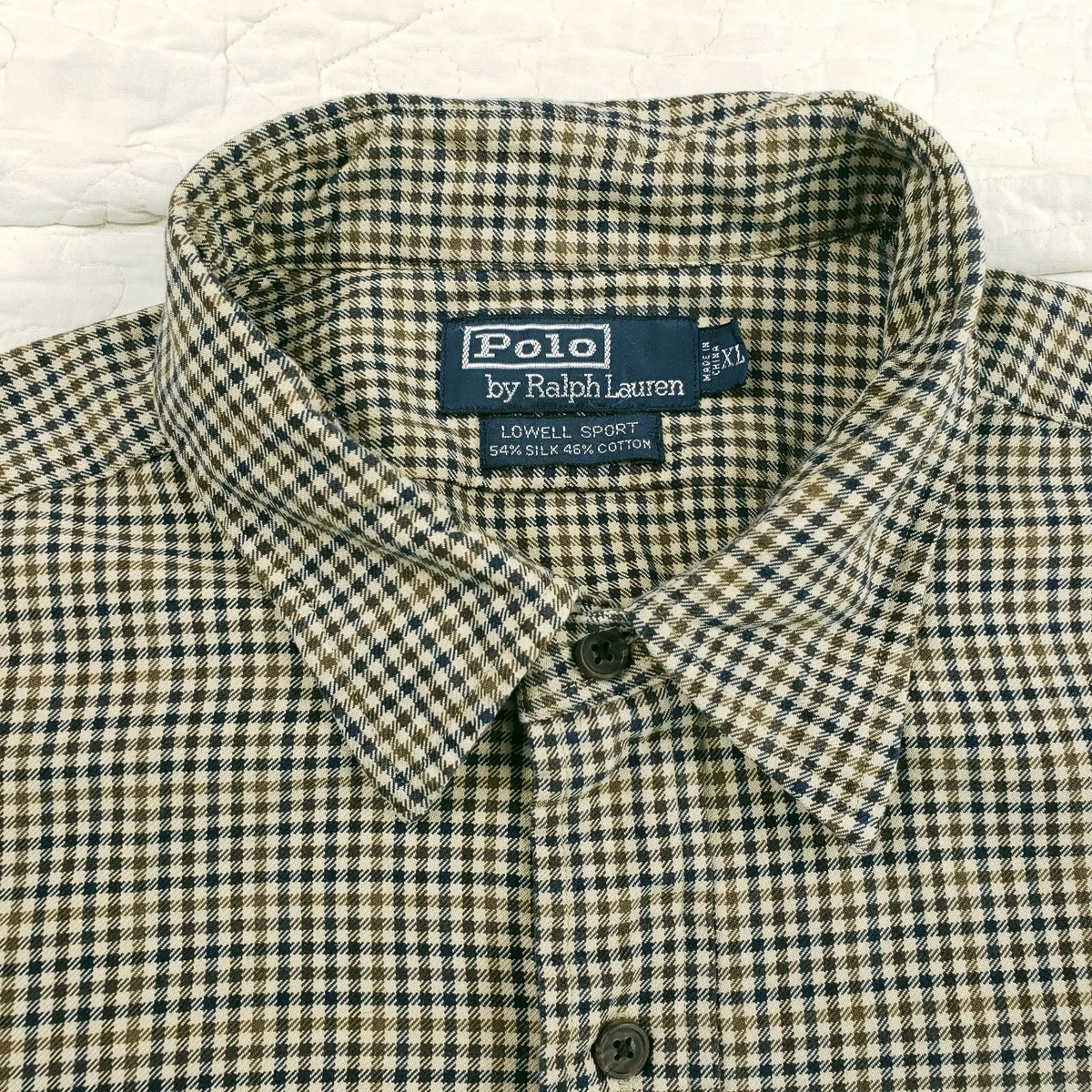 Polo Ralph Lauren Lowell Sport Linen Blend Button Up Shirt Mens Size XL Plaid