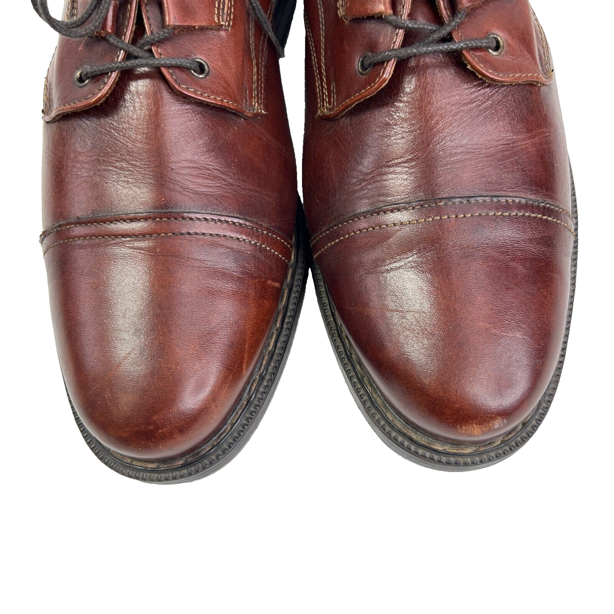 Bacco Bucci Italian Made Men\'s Brown Leather Distressed Shoes size 10 Bacco Bucci Mens Brown Leather Oxford Made In Italy Shoe  main image 3
