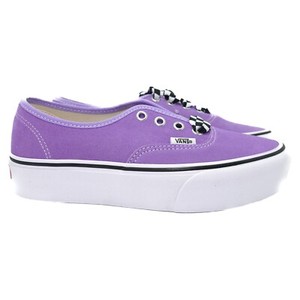 purple checkerboard vans with laces