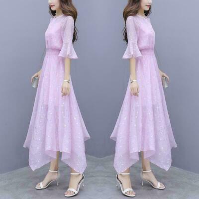loose slim fit chiffon dress MariaKinz Pair of Two Color Women Slim Fit Half Sleeve Knee Length Chi main image 0