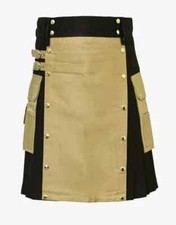Great Modern Utility Men's Kilt with Khaki Apron 100 Cotton