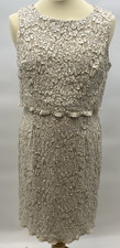 Phase Eight Beige Lace Sleeveless Knee Length Dress UK 16        W10