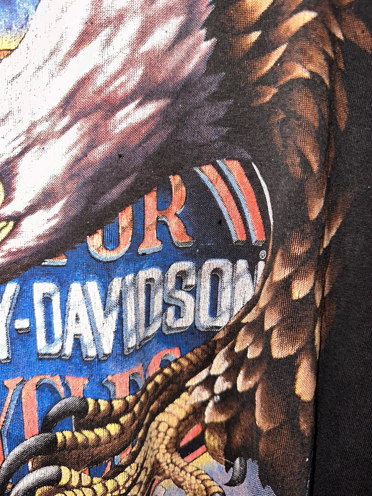 T-shirt Vintage Harley Davidson 1989 - Emblème 3D Hog, Taille Enfant Moyenne, Noir