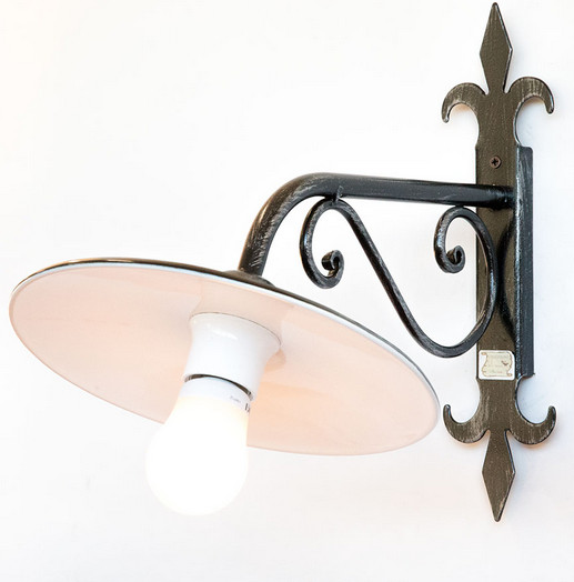 Lampada a Muro Cruccolini ø 27 cm Ferro Battuto e Piatto Smaltato E27