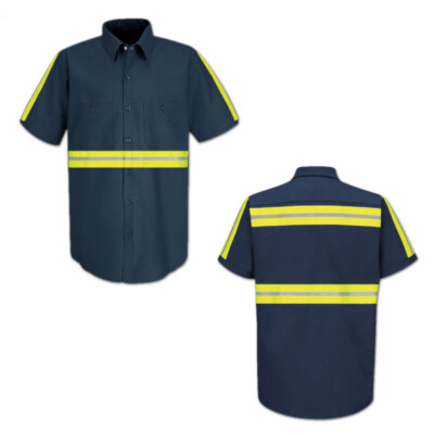 Red Kap Enhanced Visibility Hi Vis Reflective Safety Work Towing Uniform Shirts